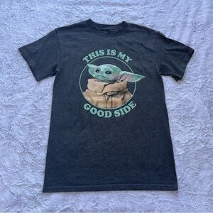 Star Wars “This is my Good Side” Baby Yoda Gray Short Sleeve Top - Size Small